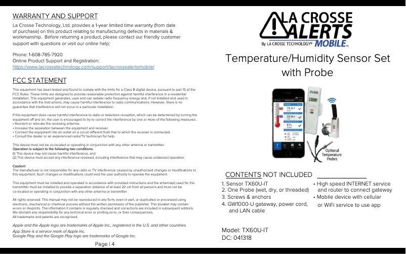 Page n°1 - Manuel utilisateur La Crosse Technology 926-25101-WGB