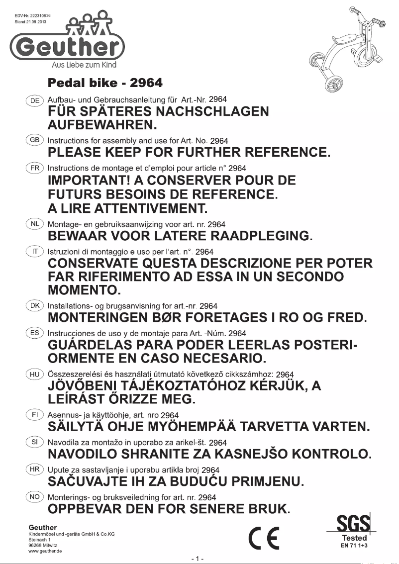 Image de la première page du manuel de l'appareil 2964