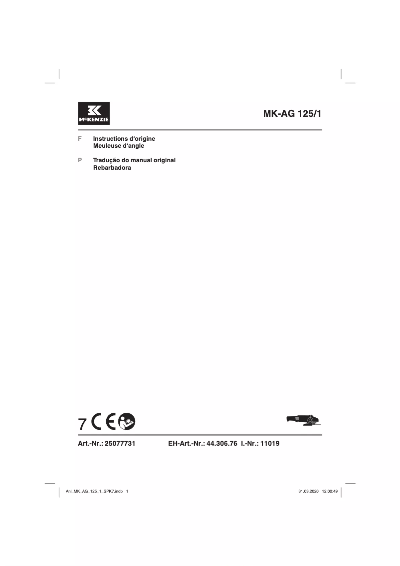 Page 1 de la notice Manuel utilisateur McKenzie MK-AG 125/1