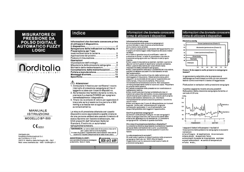Page 1 de la notice Manuel utilisateur Norditalia BP-500