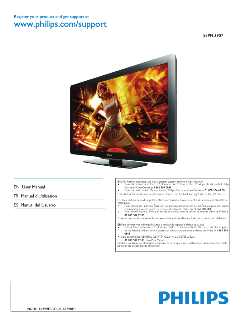 Page n°1 - Manuel utilisateur Philips 55PFL3907