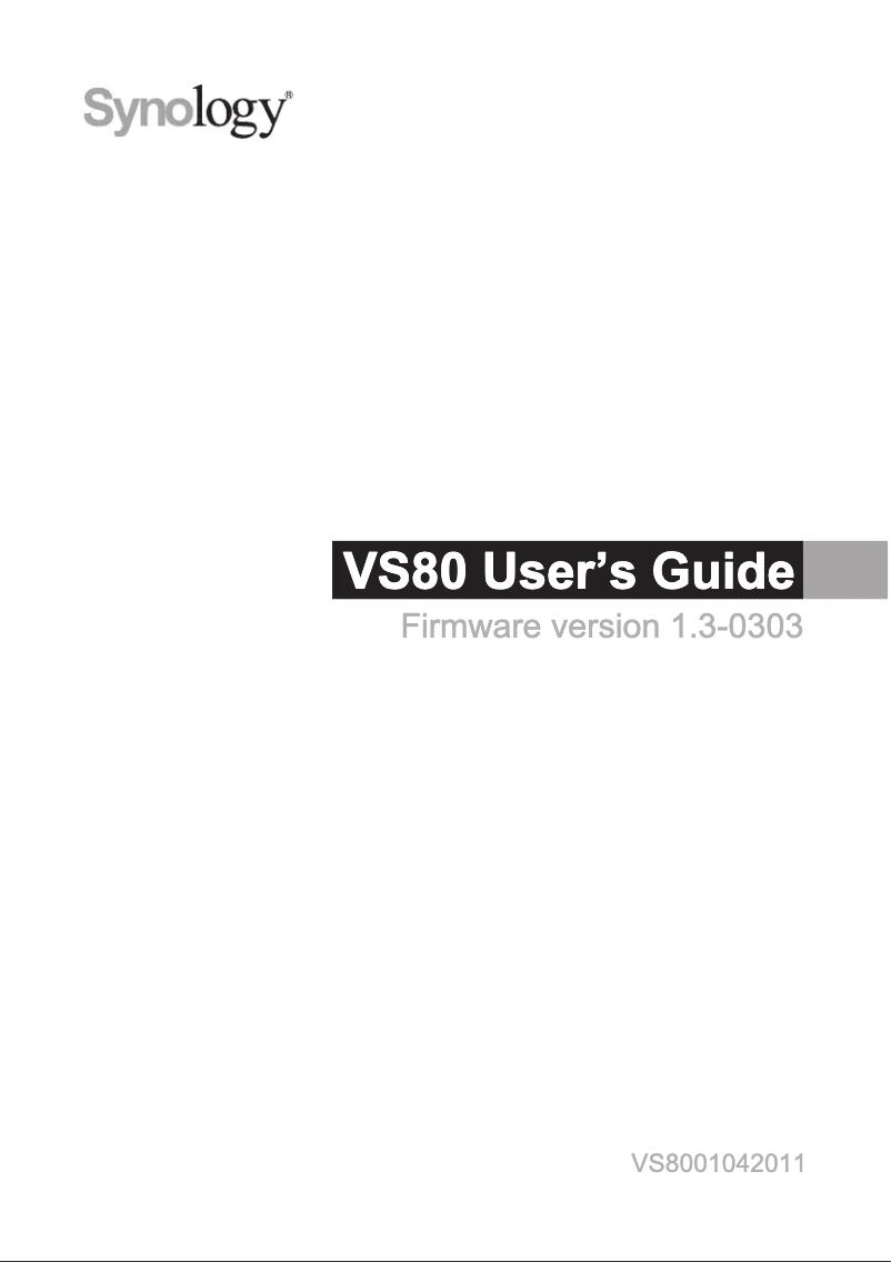 Page 1 de la notice Mode d'emploi Synology VS80