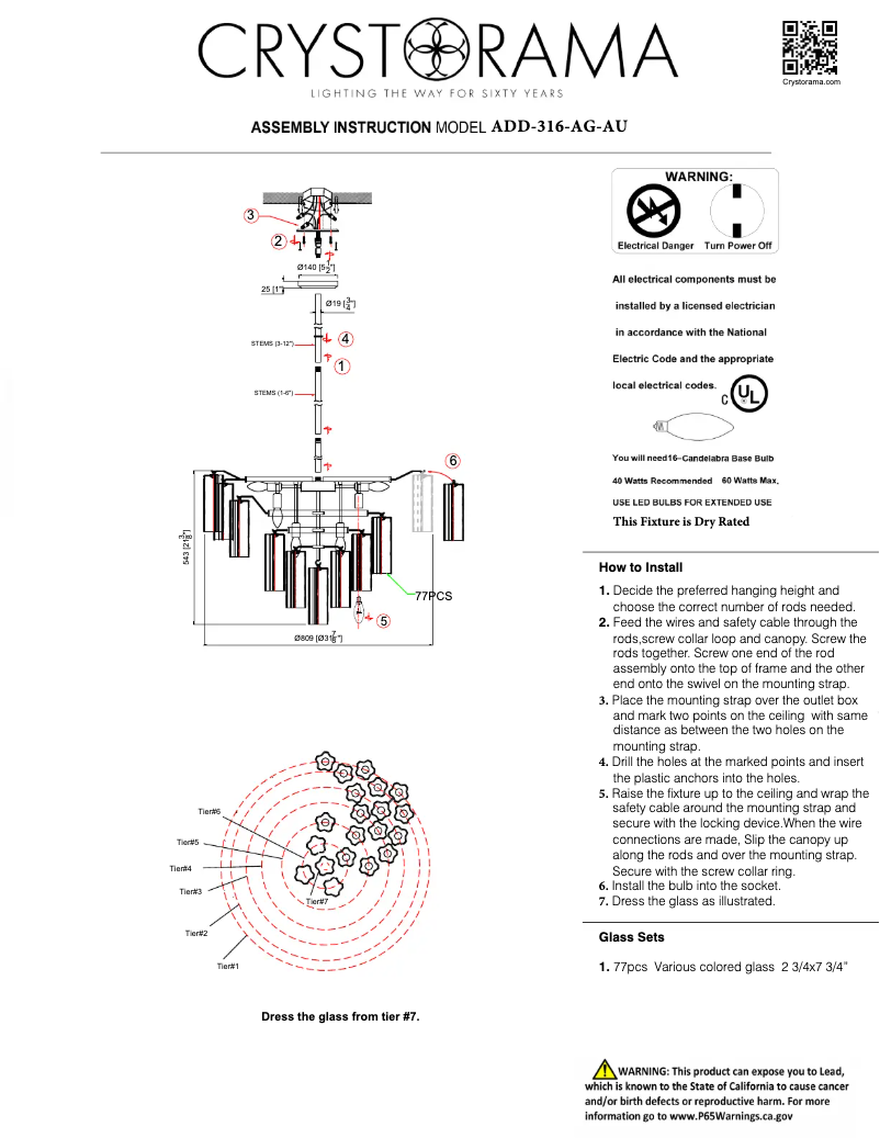 Página 1 del manual Manual de usuario Crystorama Addis ADD-316-AG-AU