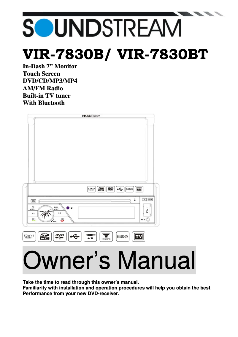 Image de la première page du manuel de l'appareil VIR-7830B