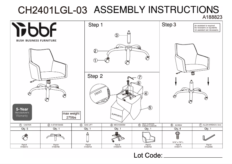 Page 1 de la notice Manuel utilisateur Bush CH2401LGL-03