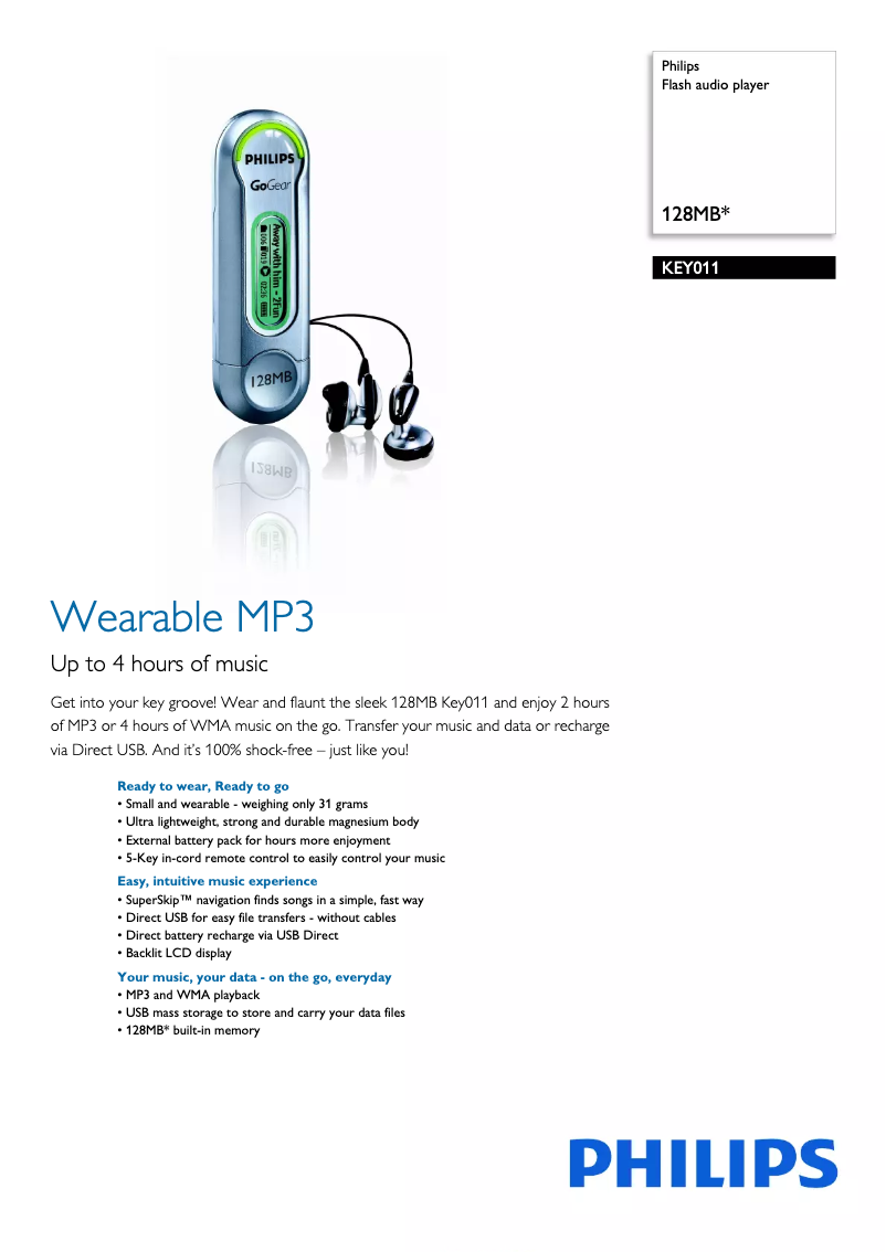 Page 1 de la notice Brochure Philips Key 011