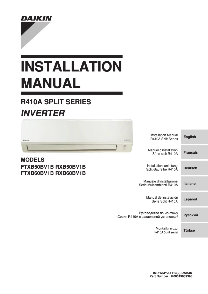 Page n°1 - Manuel utilisateur Daikin FTXB25BV1