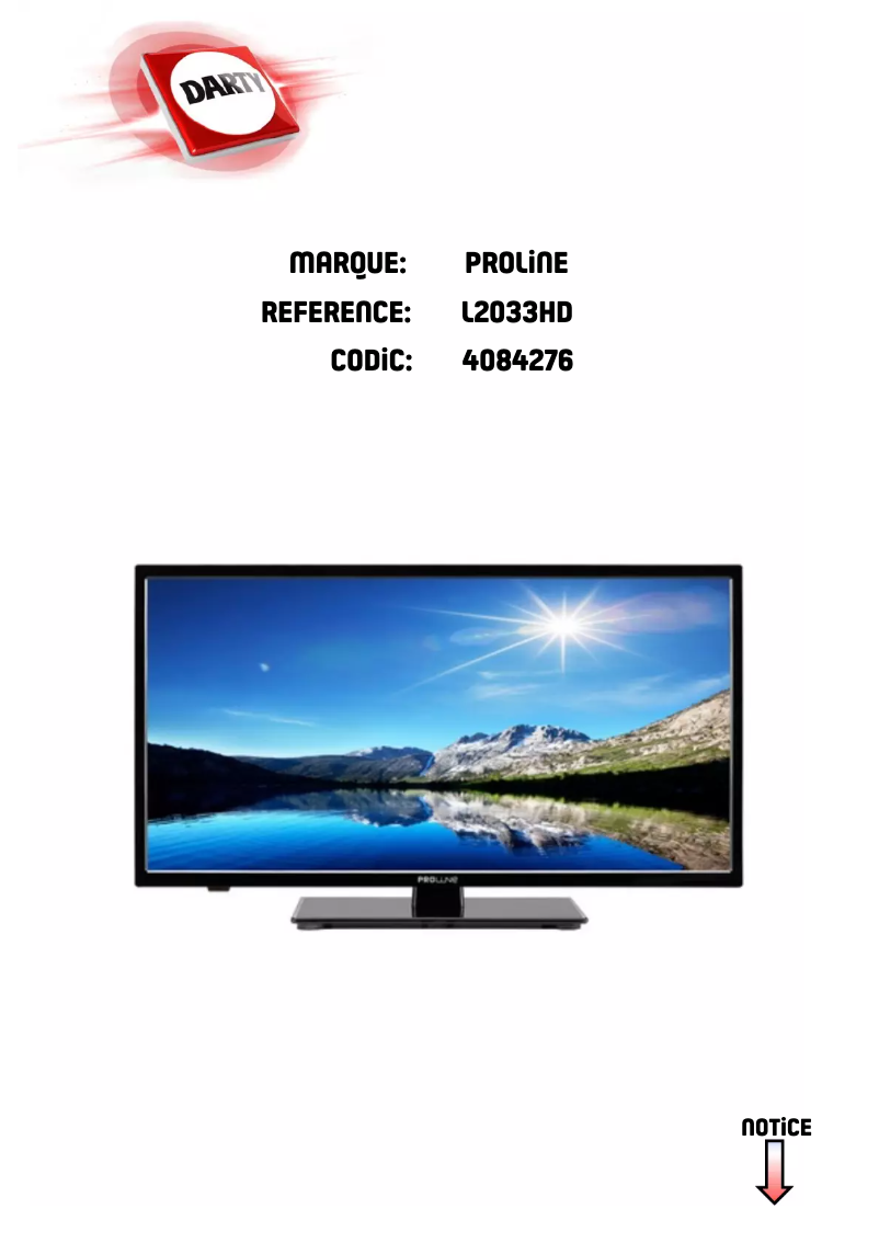 Page n°1 - Manuel utilisateur Proline L2033HD