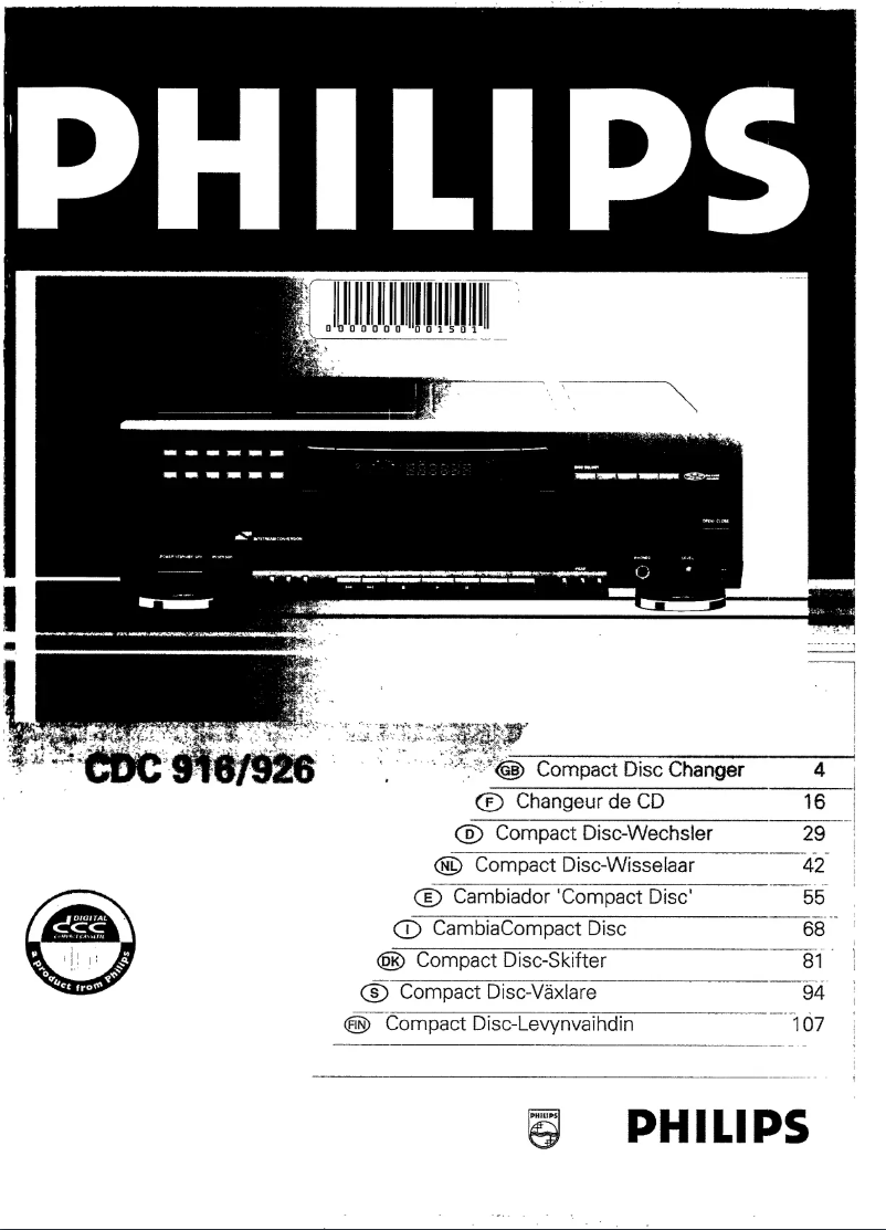 Page n°1 - Manuel utilisateur Philips CDC926
