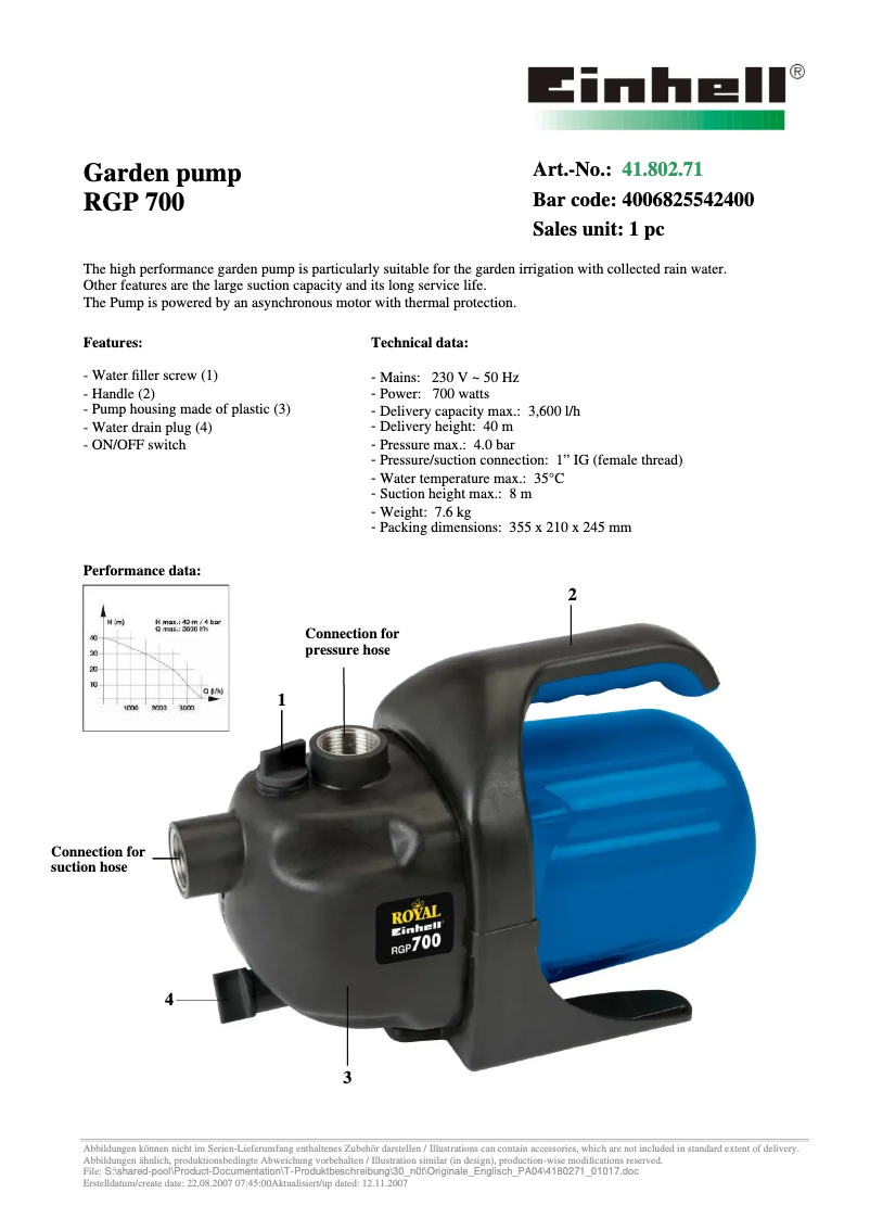 Image de la première page du manuel de l'appareil Royal RGP 700
