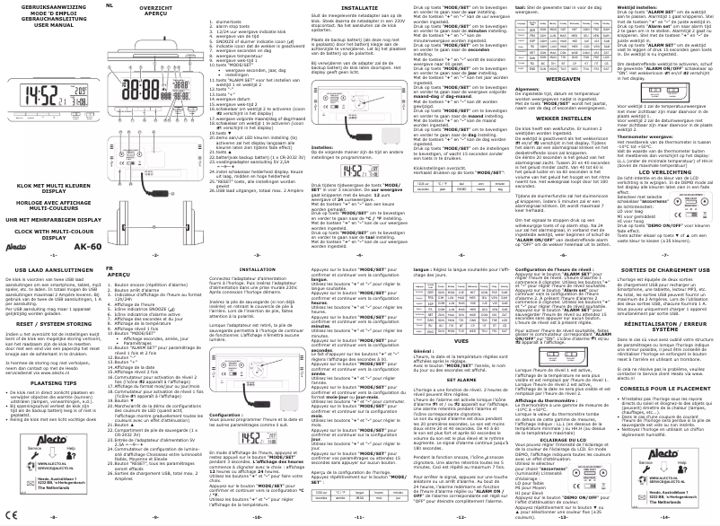 Page 1 de la notice Manuel utilisateur Alecto AK-60