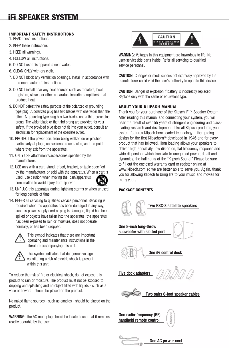 Page 1 de la notice Manuel utilisateur Klipsch iFi