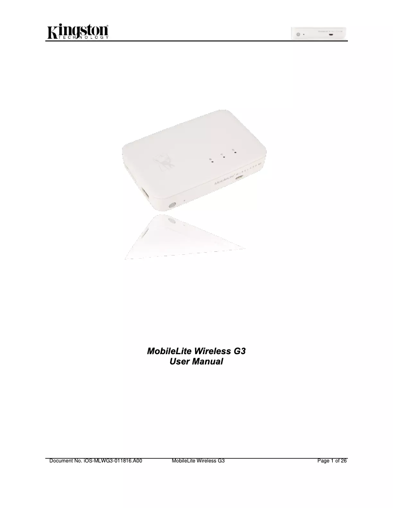 Página 1 del manual Manual de usuario Kingston MobileLite Wireless G3 MLWG3