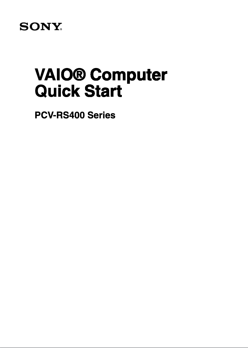 Page n°1 - Guide d'installation Sony Vaio PCV-RS430G