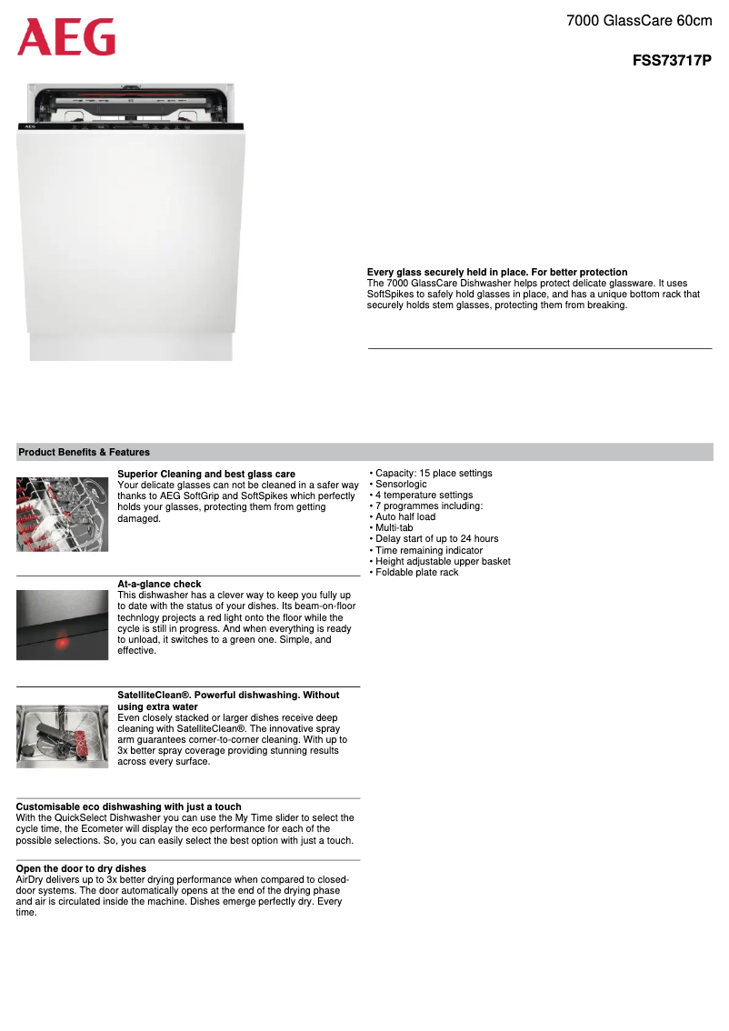Page 1 de la notice Fiche technique AEG FSS73717P