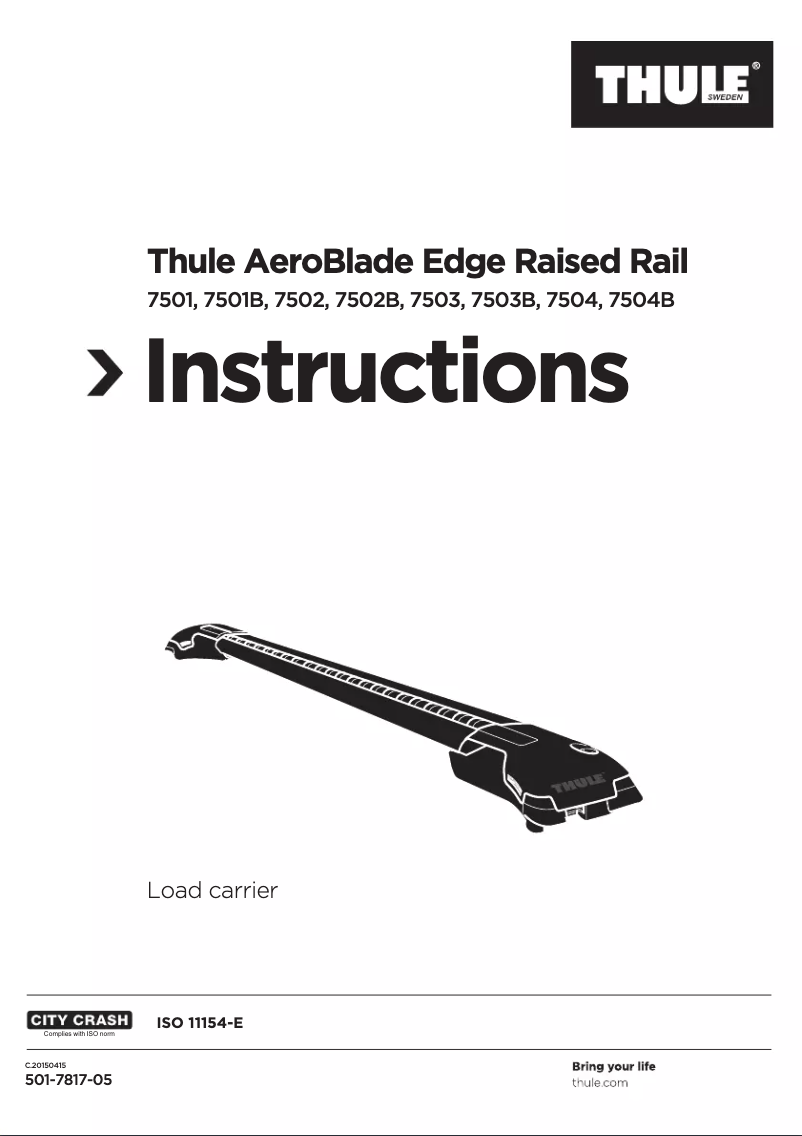Page 1 de la notice Manuel utilisateur Thule AeroBlade Edge 7502B