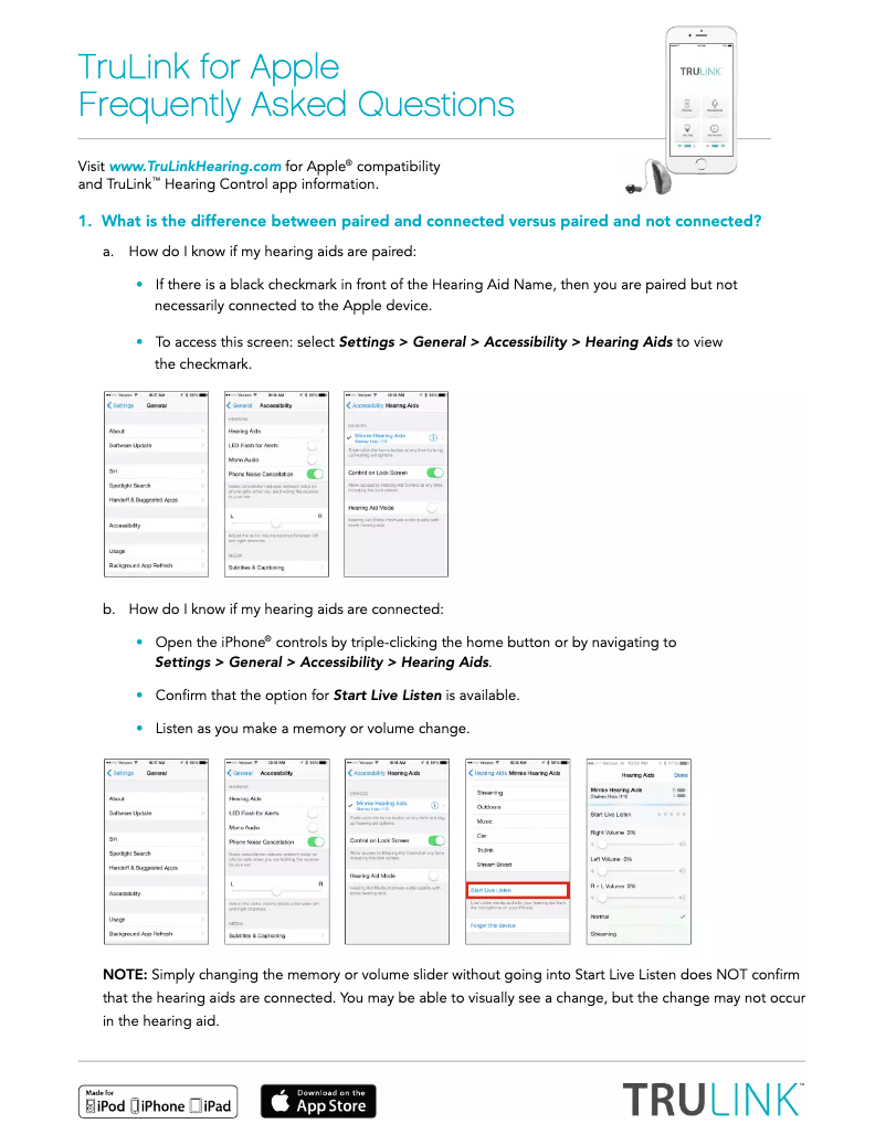Página 1 del manual Manual de usuario Starkey TruLink for Apple