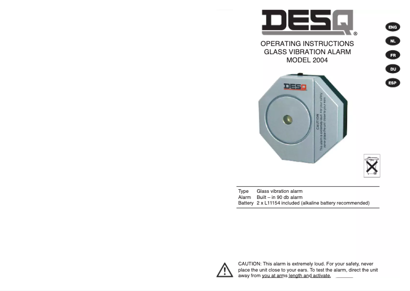 Page 1 de la notice Manuel utilisateur Desq 2004