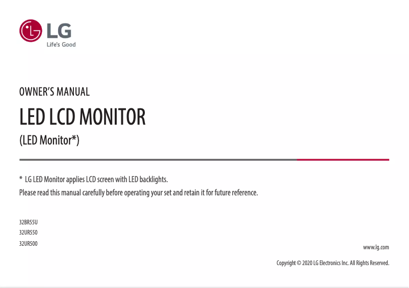 Image de la première page du manuel de l'appareil 32UR550