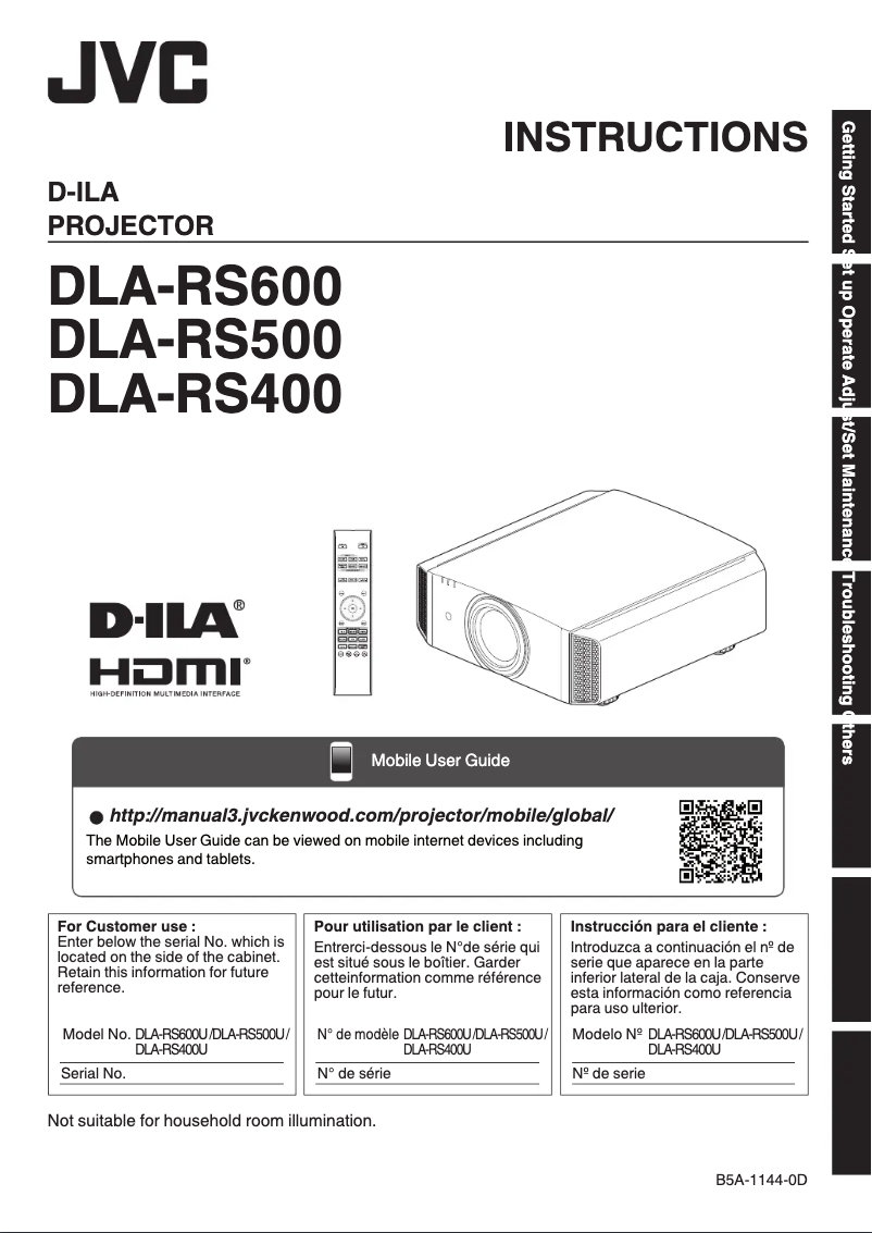 Page n°1 - Manuel utilisateur JVC DLA-RS400