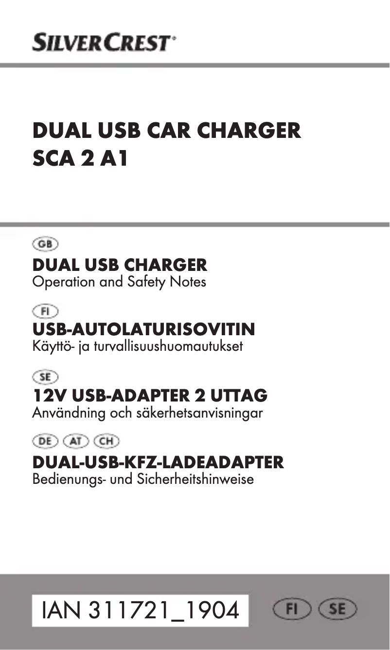 Page n°1 - Manuel utilisateur SilverCrest SCA 2 A1