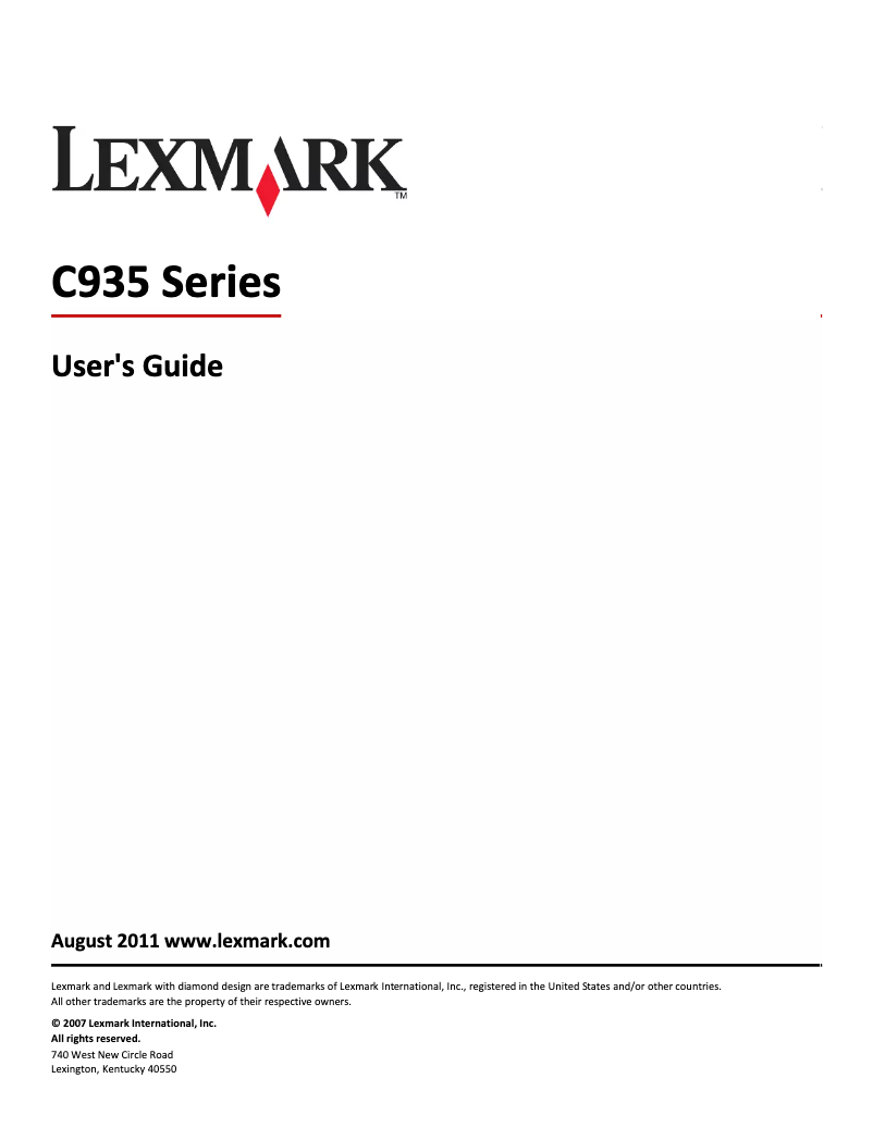 Page 1 de la notice Manuel utilisateur Lexmark C935
