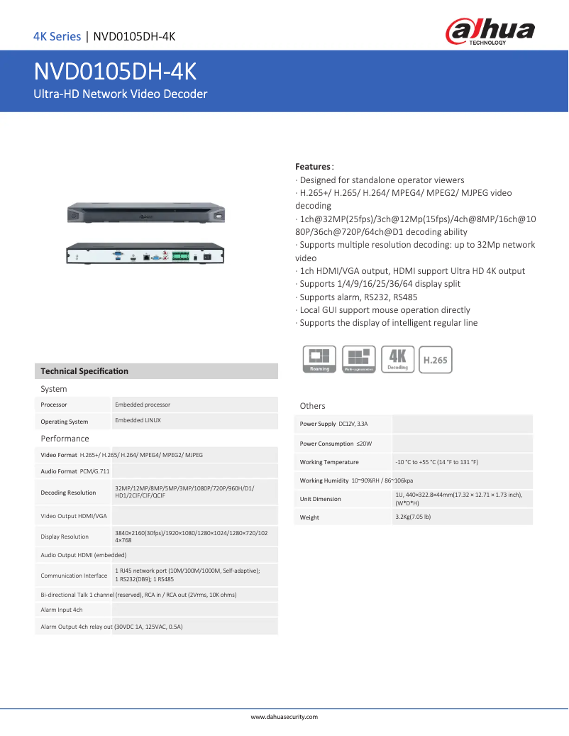 Image de la première page du manuel de l'appareil NVD0105DH-4K