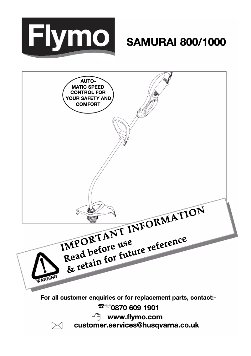 Page 1 de la notice Manuel utilisateur Flymo Samurai 800