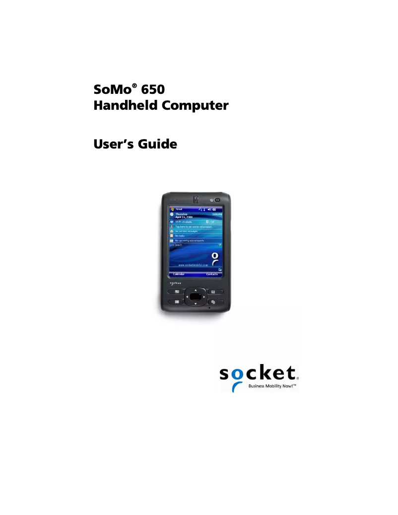 Page n°1 - Manuel utilisateur Socket Mobile SoMo 650-E
