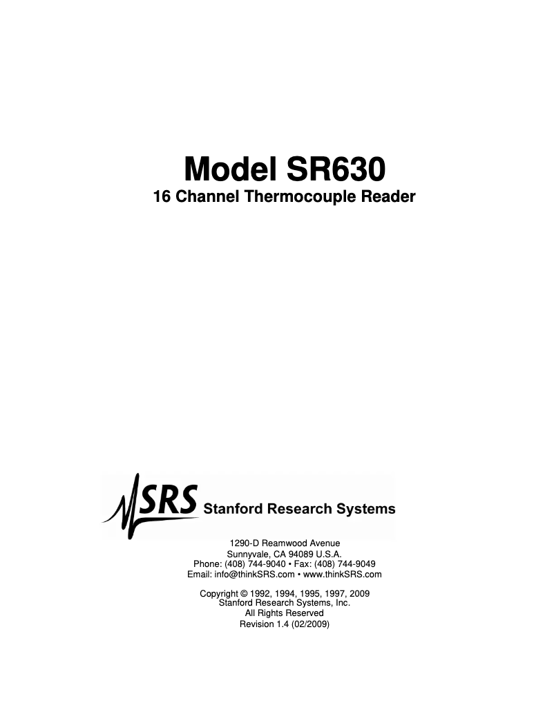 Image de la première page du manuel de l'appareil SR630
