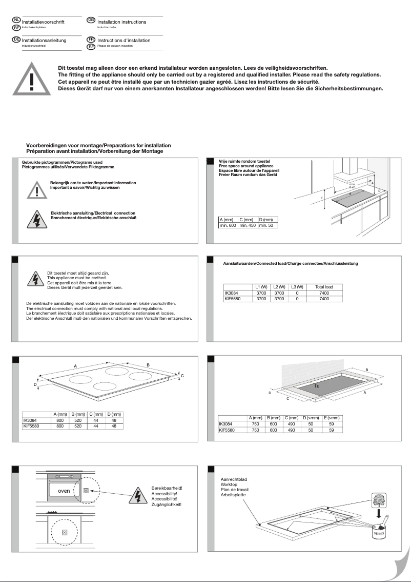 Page 1 de la notice Guide d'installation Etna KIF5580ZT