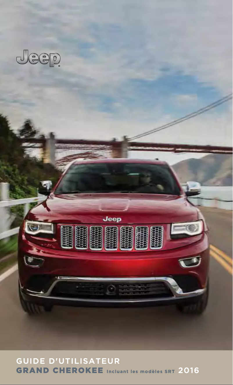 Image de la première page du manuel de l'appareil Grand Cherokee (2016)