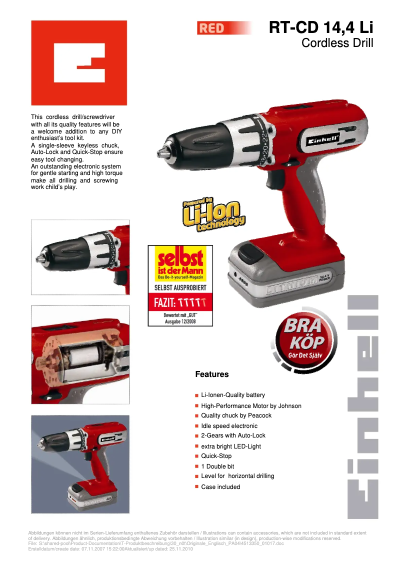 Page n°1 - Manuel utilisateur Einhell RT-CD 14,4 Li