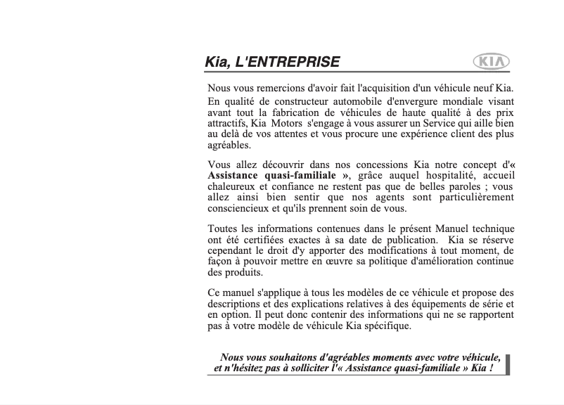 Page 1 de la notice Manuel utilisateur Kia Forte (2013)