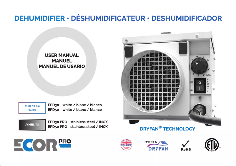 Page 1 de la notice Manuel utilisateur Ecor Pro EPD50