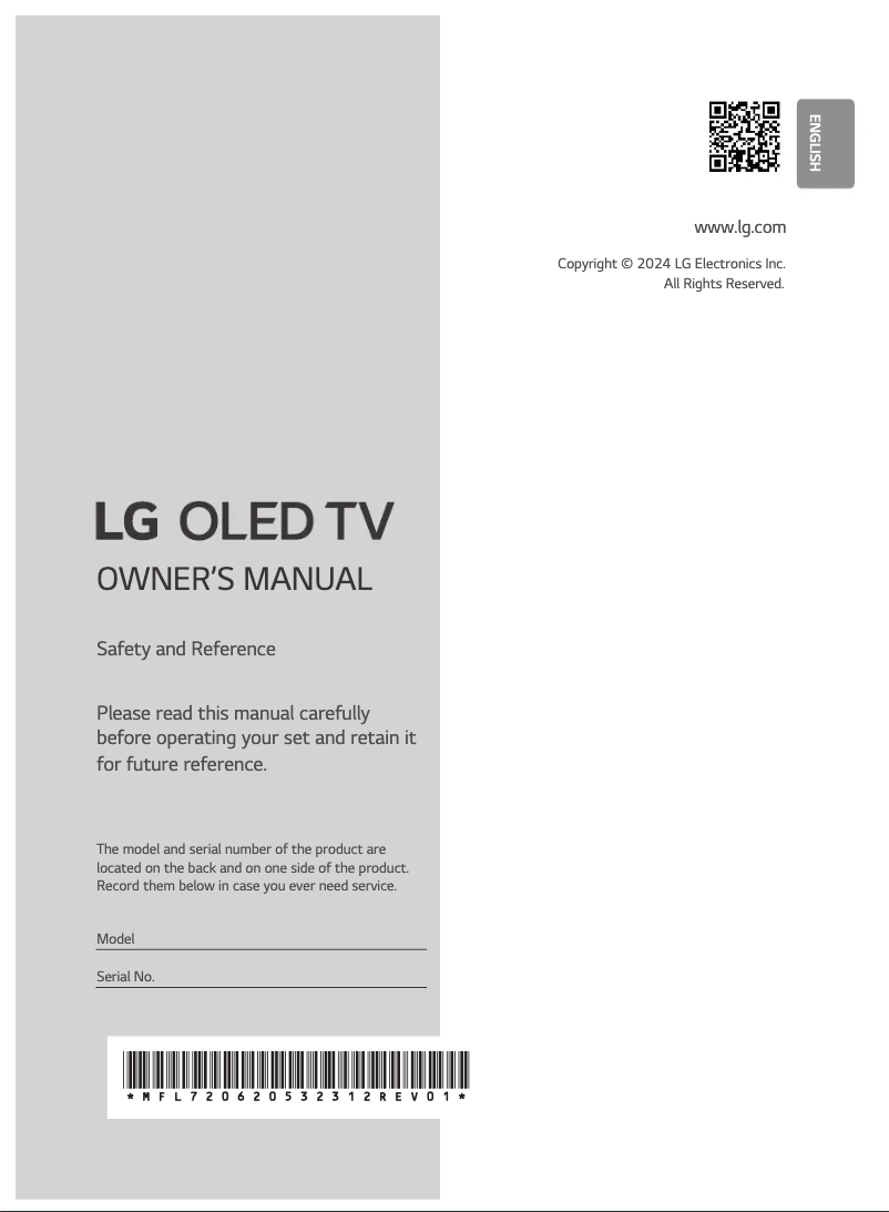 Page n°1 - Manuel utilisateur LG OLED65B4PSA
