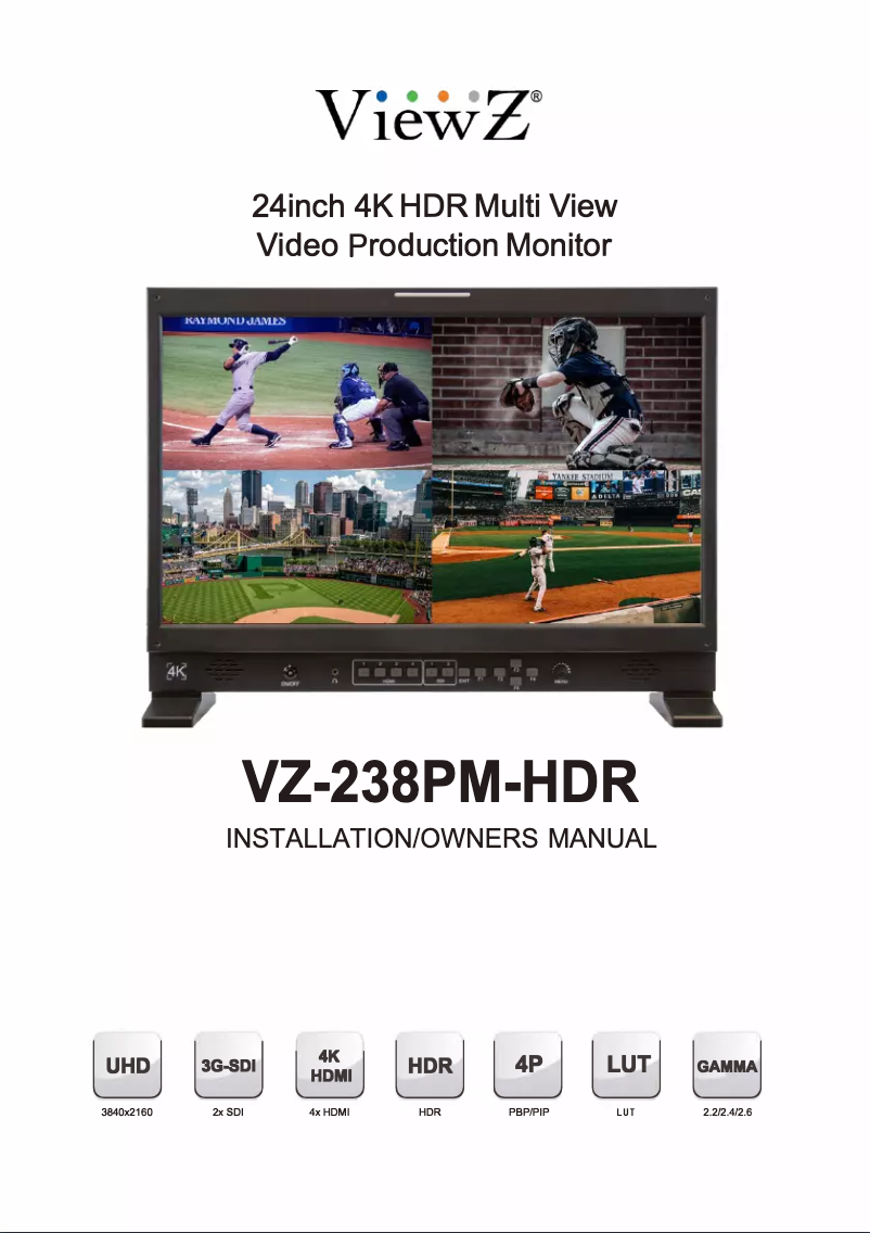 Page 1 de la notice Manuel utilisateur ViewZ VZ-238PM-HDR