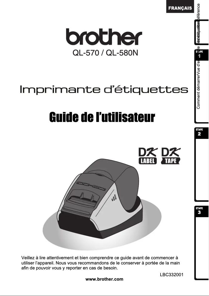 Page 1 de la notice Manuel utilisateur Brother QL-580N