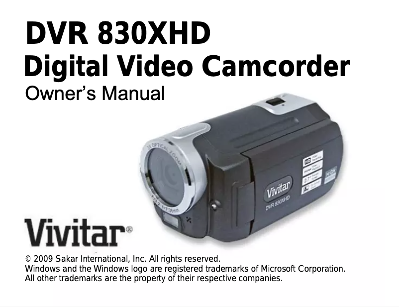 Page 1 de la notice Manuel utilisateur Vivitar DVR 830XHD