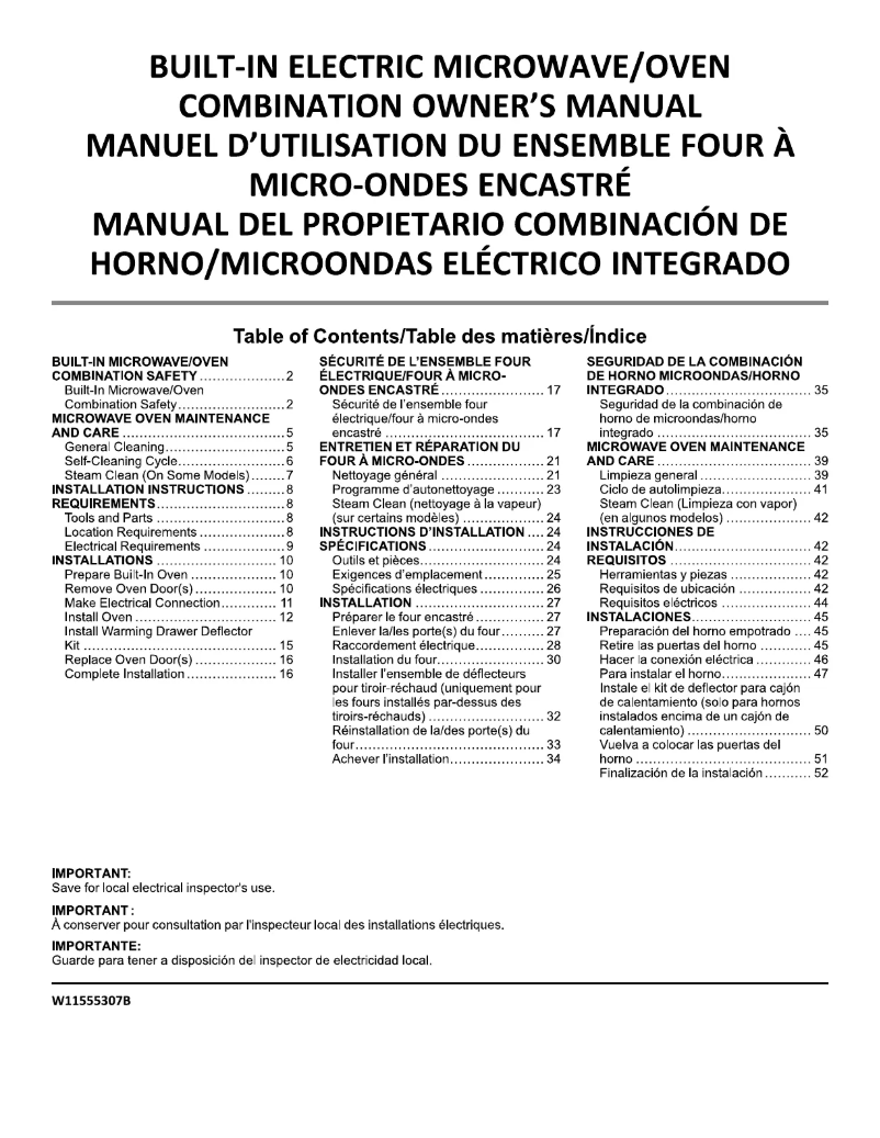 Image de la première page du manuel de l'appareil MOEC6030LZ