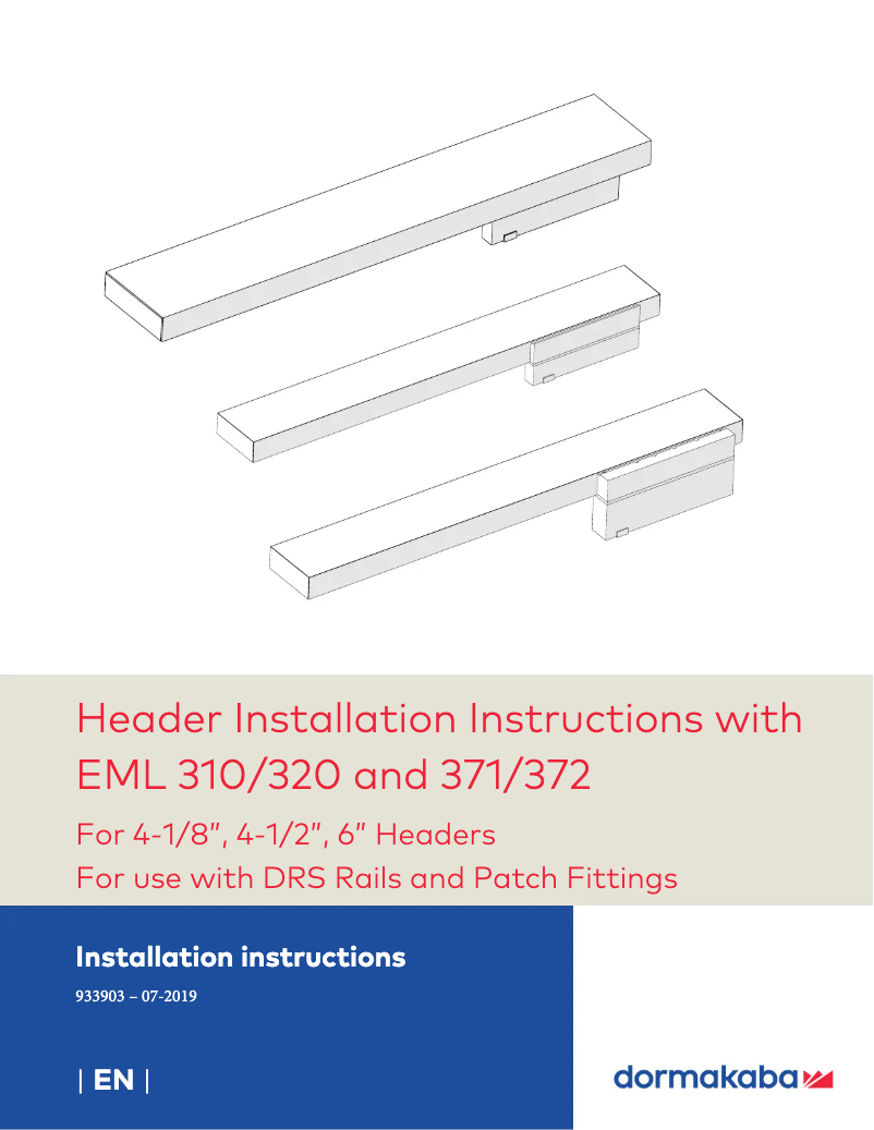 Page 1 de la notice Manuel utilisateur Dormakaba EML 310