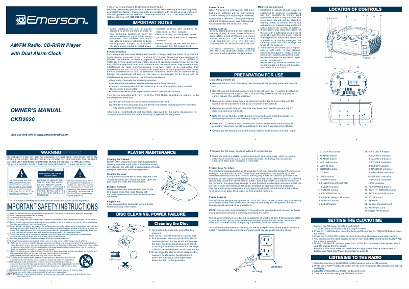 Page n°1 - Manuel utilisateur Emerson CKD2020