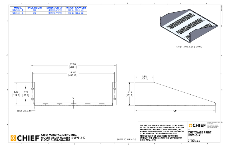 Page 1 de la notice Manuel utilisateur Chief UTVS-3-14