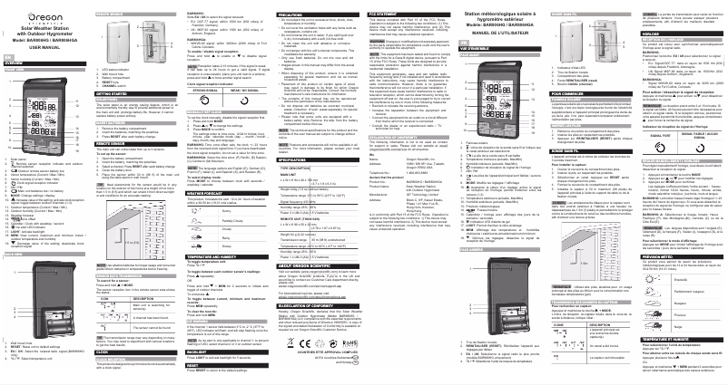 Page 1 de la notice Manuel utilisateur Oregon Scientific BAR 806HG