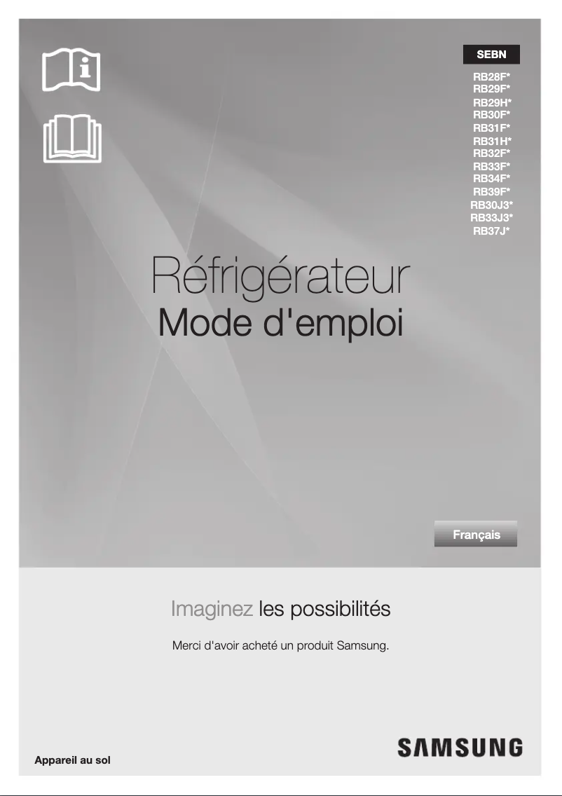 Page 1 de la notice Manuel utilisateur Samsung RB31HSR2DSA1EF