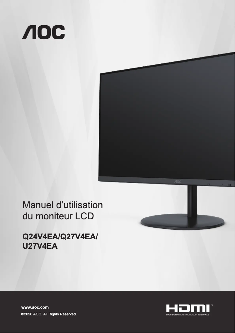 Page n°1 - Manuel utilisateur AOC Q24V4EA
