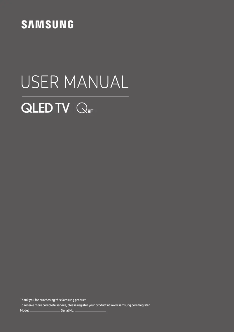 Page 1 de la notice Manuel utilisateur Samsung QLED QE55Q8F