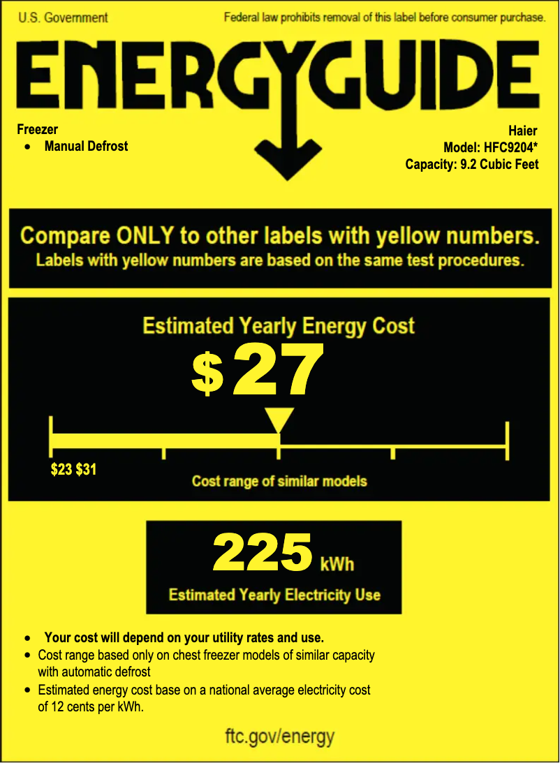 Page n°1 - Label énergétique Haier HFC9204ACW