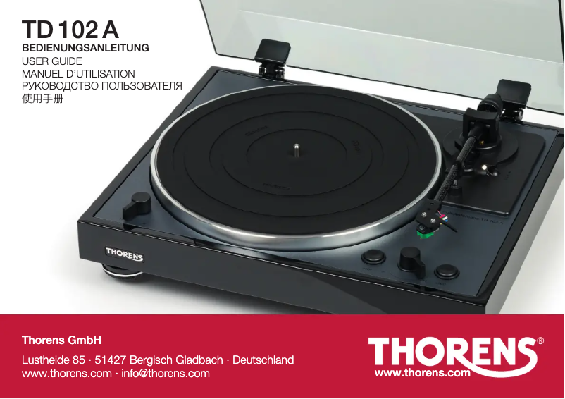 Page n°1 - Manuel utilisateur Thorens TD 102 A