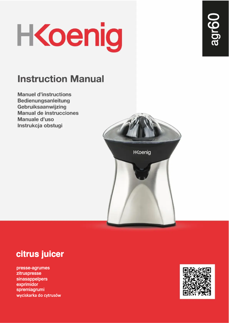 Page 1 de la notice Manuel utilisateur H.Koenig AGR60